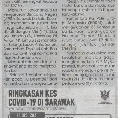 15.12.2021 Utusan Sarawak Pg.4 64 Kes Baharu Direkodkan Semalam