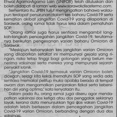 20.12.2021 Utusan Sarawak Pg.4 Sop Sambutan Krismas Ditentukan Unifor