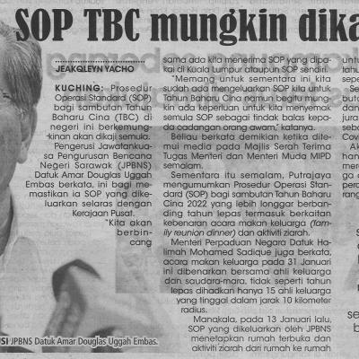 20.1.2022 Utusan Sarawak Pg.4 Sop Tbc Mungkin Dikaji Semula