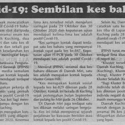 1.11.2020 Mingguan Sarawak Pg.4covid 19 Sembilan Kes Baharu
