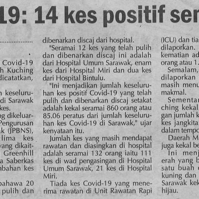 12.112020 Utusan Sarawak Pg.4 Covid 19 14 Kes Positif Semalam