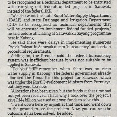 19.11.2022 Borneo Post Pg. 5 Entrust Swak Depts To Carry Out Federal Projects Putrajaya Told