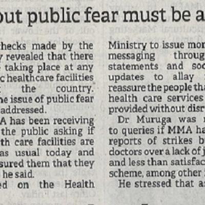 4 April 2023 Borneo Post Pg. 1 No Doctors Strike So Far But Public Fear Must Be Addressed Says Mma