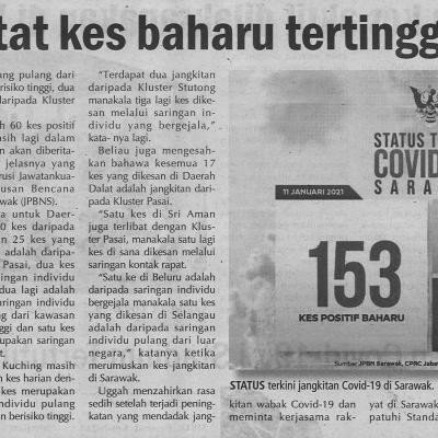 12.1.2021 Utusan Sarawak Pg.4 Swak Catat Kes Baharu Tertinggi 153 Kes