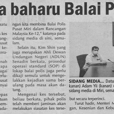 19.01.2021 Utusan Borneo Pg. 8 Naik Taraf Bina Baharu Balai Polis Pusat Miri