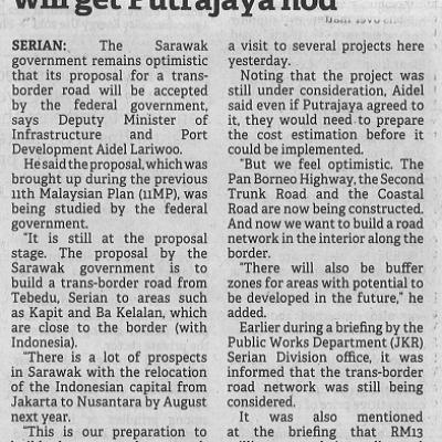 20 Jun 2023 Borneo Post Pg. 4 Aidel State Govt Confident Trans Border Road Proposal Will Get Putrajaya Nod