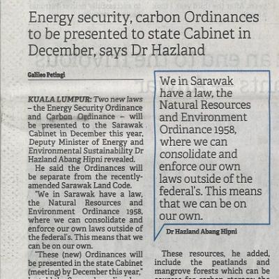28 Jun 2023 Borneo Post Pg.1 New Laws On Carbon Hydrogen For Swak