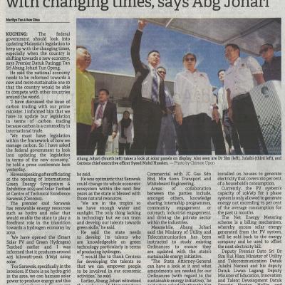 8 Jun 2023 Borneo Post Pg. 1 Update Green Economy Laws To Keep With Changing Times Says Abg Johari