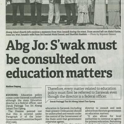 10 Ogos 2023 Borneo Post Pg.2 Abg Jo Swak Must Be Consulted On Education Matters
