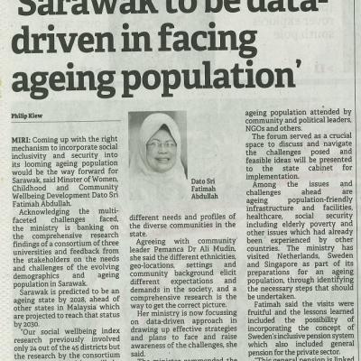 25 Ogos 2023 Borneo Post Pg. 2 Sarawak To Be Data Driven In Facing Ageing Population