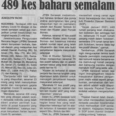 15.4.2021 Utusan Sarawak Pg.4 489 Kes Baharu Semalam