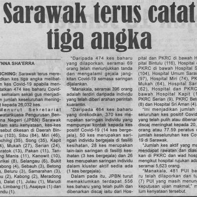 23.4.2021 Utusan Sarawak Pg.4 Sarawak Terus Catat Tiga Angka
