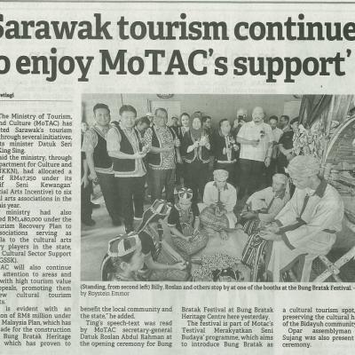 4 September 2023 Borneo Post Pg.3 Sarawak Tourism Continues To Enjoy Motacs Support