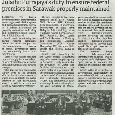 8 November 2023 Borneo Post Pg.2 Julaihi Putrajayas Duty To Ensure Federal Premises In Sarawak Properly Maintained