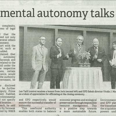19 Januari 2024 Borneo Post Pg.2 Len Environmental Autonomy Talks Still Ongoing