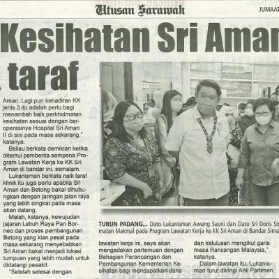 19 Januari 2024 Utusan Sarawak Pg.4 Klinik Kesihatan Sri Aman Perlu Dinaik Taraf