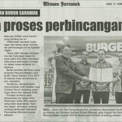 21 Februari 2024 Utusan Sarawak Pg.4 Dalam Proses Perbincangan Akhir