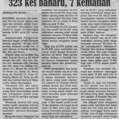 20.5.2021 Utusan Sarawak Pg.4 323 Kes Baharu 7 Kematian
