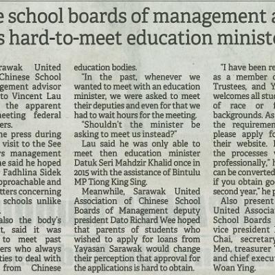 1 Mac 2024 Borneo Post Pg.4 Chinese School Boards Of Management Advisor Lament Hard To Meet Education Ministers
