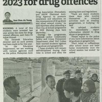 12 Mac 2024 Borneo Post Pg.4 Education Dept Five Students Arrested In 2023 For Drug Offences