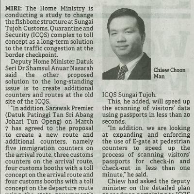 15 Mac 2024 Borneo Post Pg.2 Home Ministry Studying Option For Long Term Solution To Traffic Congestion At Sg Tujoh Icqs