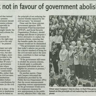 17 Mac 2024 Sunday Post Pg.6 Cuepacs Sarawak Not In Favour Of Government Abolishing Pension