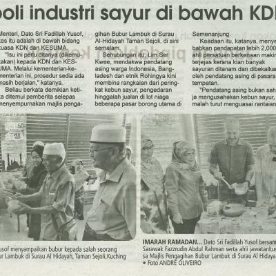 18 Mac 2024 Utusan Sarawak Pg.4 Isu Monopoli Industri Sayur Di Bawah Kdn Kesuma