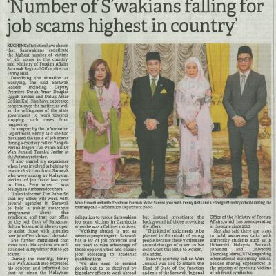 21 Mac 2024 Borneo Post Pg.1 Number Of Swakians Falling For Job Scam Highest In Country