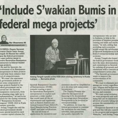3 Mac 2024 Sunday Post Pg.2 Include Swakian Bumis In Federal Mega Projects