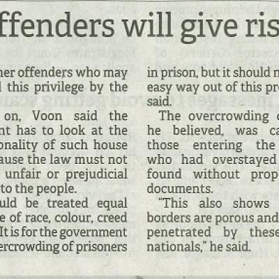 7 Mac 2024 Borneo Post Pg.8 Voon House Arrest Of Convicted Offenders Will Give Rise To Discrimination Injustice