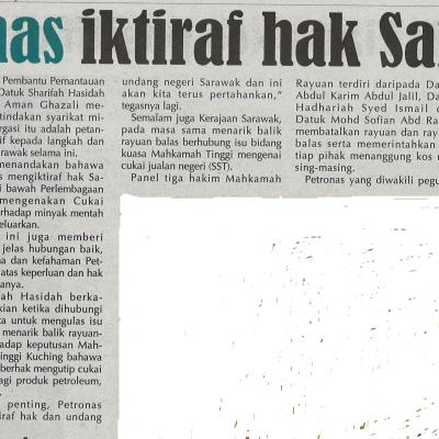 1. Petronas Iktiraf Hak Sarawak Utusan Sarawak Pg3