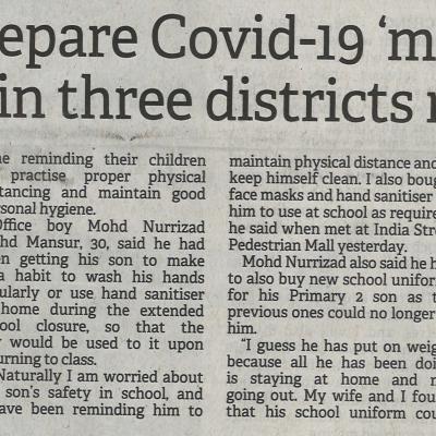4. Parents Prepare Covid 19 Must Haves As Schools In Three Districts Reopen. Borneo Post. Pg1