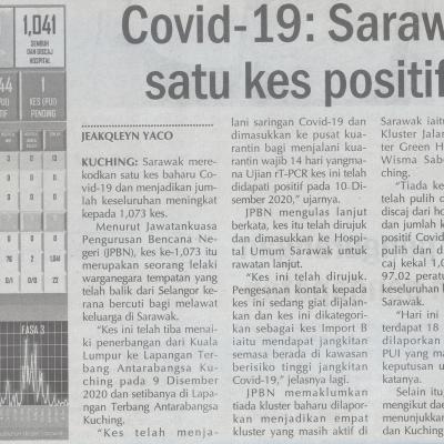 11.12.2020 Utusan Sarawak Pg.4 Covid 19 Sarawak Rekod Satu Kes Positif Baharu