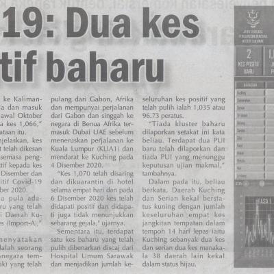 8.12.2020 Utusan Sarawak Pg.4 Covid 19 Dua Kes Positif Baharu