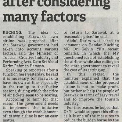 21 April 2023 Borneo Post Pg. 2 Abd Karim Own Airline Proposed After Considering Many Factors