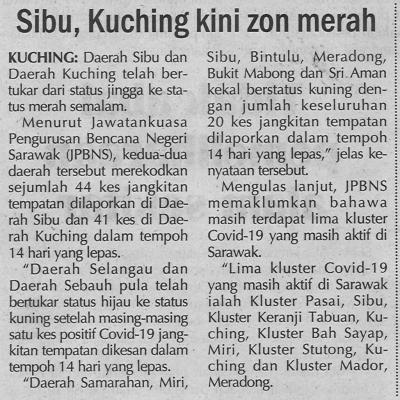 11.1.2021 Utusan Sarawak Pg.4 Sibu Kuching Kini Zon Merah