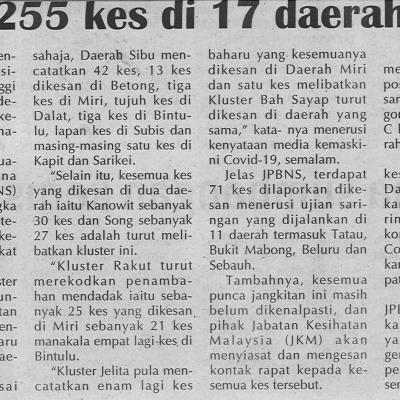 25.1.2021 Utusan Sarawak Pg.4 255 Kes Di 17 Daerah
