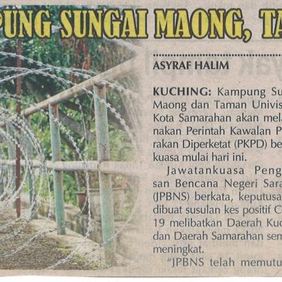 17.2.2021 Utusan Sarawak Pg.1pkpd Di Kampung Sungai Maong Taman Univista