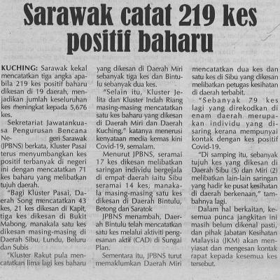 8.2.2021 Utusan Sarawak Pg.4 Sarawak Catat 219 Kes Positif Baharu
