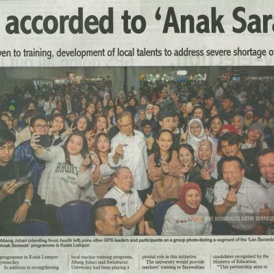 22 Oktober 2023 Sunday Post Pg.1 Focus Accorded To Anak Sarawak
