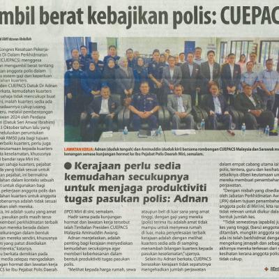 29 Februari 2024 Utusan Borneo Pg.1 Ambil Berat Kebajikan Polis Cuepacs