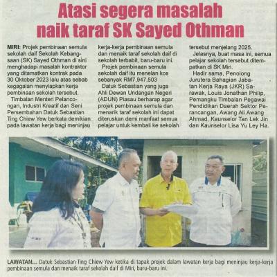 2 Mac 2024 Utusan Sarawak Pg.15 Atasi Segera Masalah Naik Taraf Sk Sayed Othman